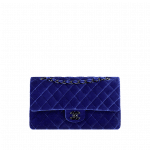 Chanel Blue Velvet Classics in Fabric Medium Flap Bag - Fall 2014 Act 2