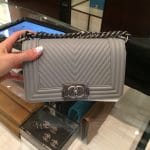 Chanel Taupe Herringbone Boy Flap Bag - Fall 2014 Act 1