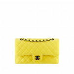 Chanel Yellow Velvet Classics in Fabric Medium Flap Bag - Fall 2014 Act 2