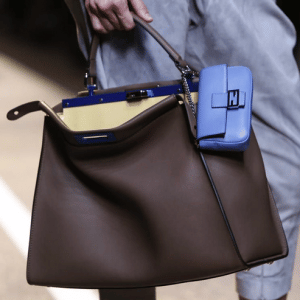 Fendi Brown Peekaboo Bag with Light Blue Baguette Micro Bag - Spring 2015