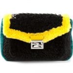 Fendi Black/Yellow/Green Shearling Be Baguette Bag