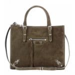 Balencia Vert Suede Mini Papier A4 Zip Around Bag