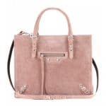 Balenciaga Bois De Rose Suede Mini Papier A4 Zip Around Bag