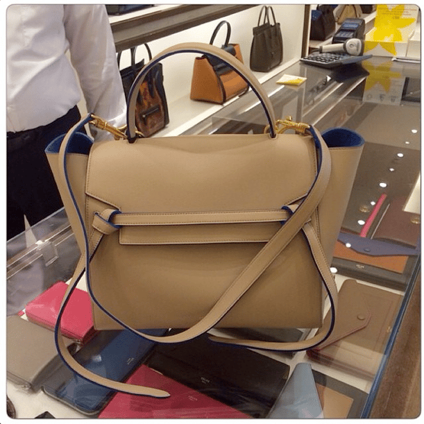 Celine Beige with Blue Lining Mini Belt Bag