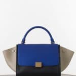 Celine Indigo/Beige/Black Elephant Calfskin Medium Trapeze Bag - Spring 2015