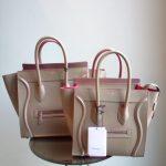 Celine Micro Khaki Luggage Tote Bag with Fuschia Piping - Fall Winter 2014
