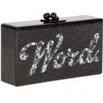 Edie Parker Obsidian Sand Jean Word Clutch Bag