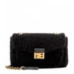 Fendi Black Shearling Be Baguette Bag