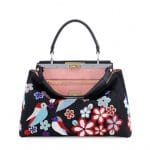 Fendi Denim Floral/Bird Beaded Peekaboo Bag