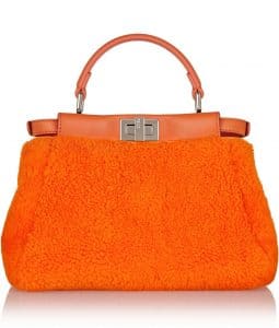 Fendi Orange Shearling Peekaboo Mini Bag