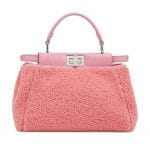 Fendi Pink Shearling Peekaboo Mini Bag