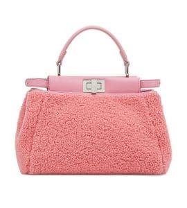 Fendi Pink Shearling Peekaboo Mini Bag