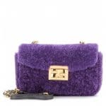 Fendi Purple Shearling Be Baguette Mini Bag