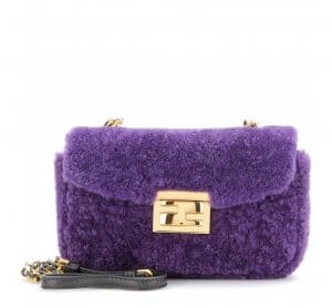 Fendi Purple Shearling Be Baguette Mini Bag