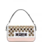 Fendi White/Pink Jeweled 3Baguette Bag