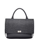 Givenchy Black Croc-Stamped Shark-Lock Satchel Medium Bag - Cruise 2015