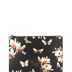 Givenchy Black Multicolor Magnolia Print Flat Zip Pouch Bag - Cruise 2015