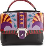 Paula Cademartori Black Multicolor with Lizard Detail Petite Faye Bag