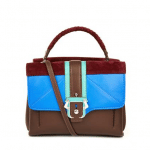 Paula Cademartori Brown/Blue/Burgundy Striped Leather/Suede Petite Faye Bag