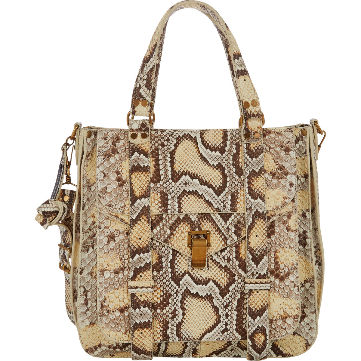Proenza Schouler Beige/Brown/Ivory Python PS1 Tote Bag