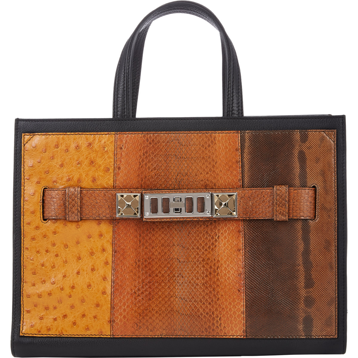 Proenza Schouler Caramel Ostrich/Ayers/Karung Patchwork PS11 Small Tote Bag