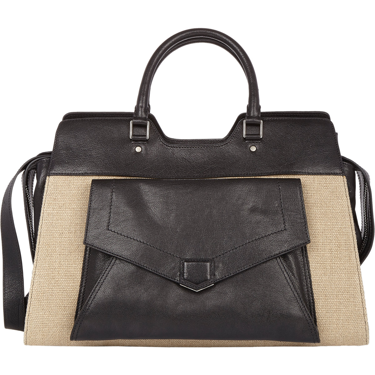 Proenza Schouler Natural Linen/Black Leather PS13 Large Bag