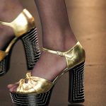 Saint Laurent Gold/Black Platform Sandals - Spring 2015