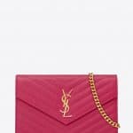 Saint Laurent Lipstick Fuchsia Matelasse Monogram Chain Wallet Bag