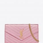 Saint Laurent Metallic Rose Matelasse Monogram Chain Wallet Bag