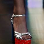 Saint Laurent Silver/Blue/Red Platform Sandals - Spring 2015