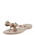 Valentino Beige Rockstud PVC Thong Sandal - Cruise 2015