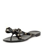 Valentino Black Rockstud PVC Thong Sandal - Cruise 2015