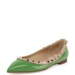 Valentino Green/Beige Pattern Rockstud Trim Ballerina Flat - Cruise 2015