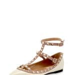 Valentino Light Ivory Patent Rockstud Cage Ballerina Flat - Cruise 2015