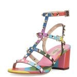 Valentino Multicolor Rockstud 1973 Cage Sandal - Cruise 2015