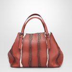 Bottega Veneta Burnt Red Washed Nappa Intreciatto Glimmer Tote Large Bag - Cruise 2015