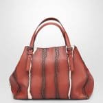 Bottega Veneta Burnt Red Washed Nappa Intreciatto Glimmer Tote Bag - Cruise 2015