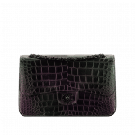 Chanel Black Alligator Flap Bag with Purple Irridiscent - Cruise 2015