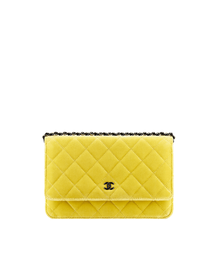 Chanel Yellow Velvet Wallet on Chain Bag