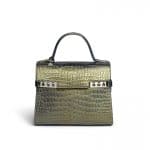 Delvaux Metallic Green Crocodile Tempete MM Bag