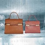 Delvaux Vegetal/Bois de Rose Ostrich Tempete GM and MM Bags - Fall 2014