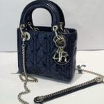 Dior Black Patent Lady Dior with Chain Mini Bag