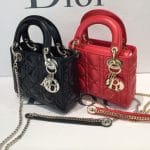 Dior Black/Red Lady Dior with Chain Mini Bags