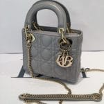 Dior Grey Lady Dior with Chain Mini Bag