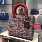 Dior Pink Multicolor Tweed Lady Dior Bag - Cruise 2015
