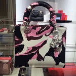 Dior Pink/Black/White Floral Abstract Lady Dior Bag - Cruise 2015