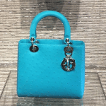 Dior Turquoise Ostrich Lady Dior Small Bag - Cruise 2015