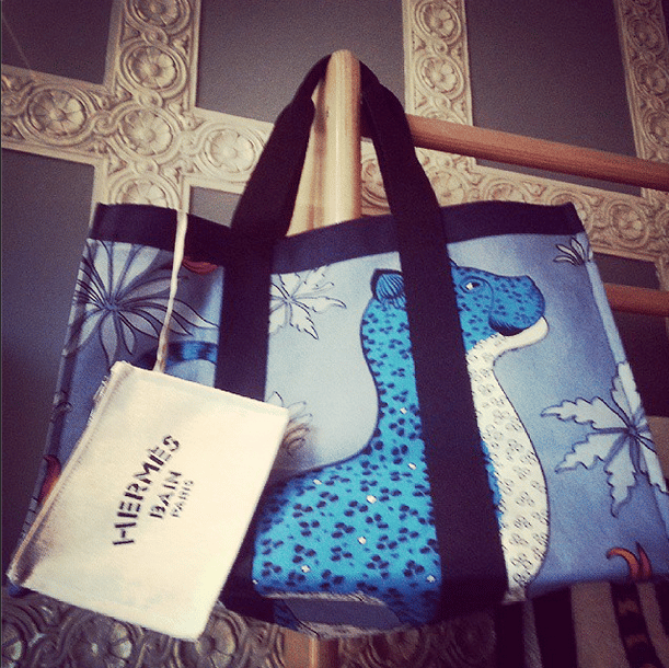 Hermes Black/Blue Printed Tote Bag