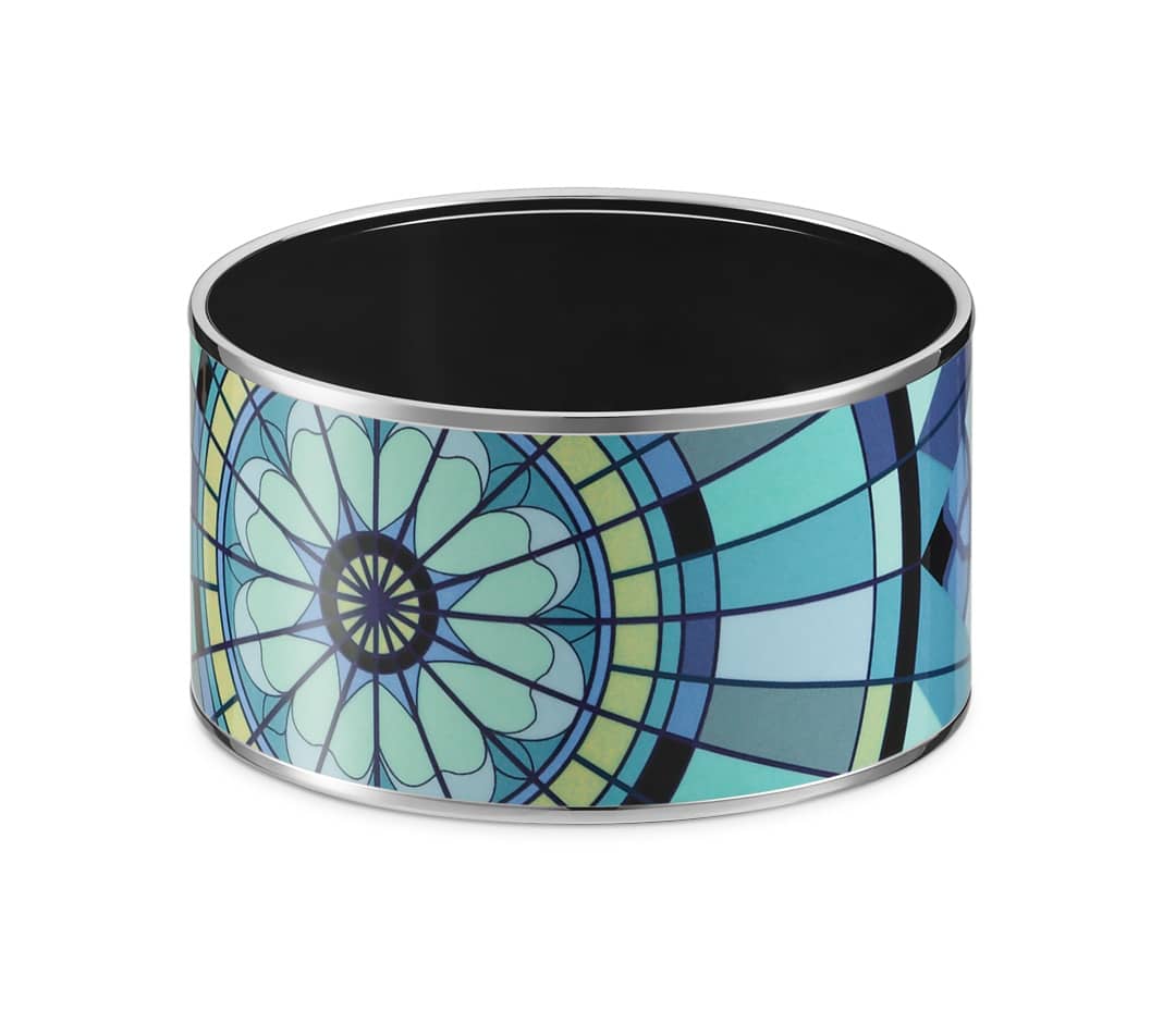 Hermes Rose de Compas Extra Wide Enamel Bracelet