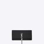 Saint Laurent Black Crocodile Embossed Classic Monogram Tassel Clutch Bag - Cruise 2015